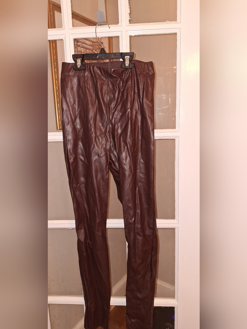 H&M Womens Dark Brown Faux Leather Pants